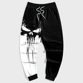 Men's Plus Size Relaxed Fit Sweatpants with Skull Color Block Design